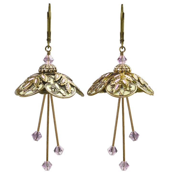 NoMonet – wholesale Dangle earrings – Flower Fairy: Painted Elvish Inspired Earrings w Crystals