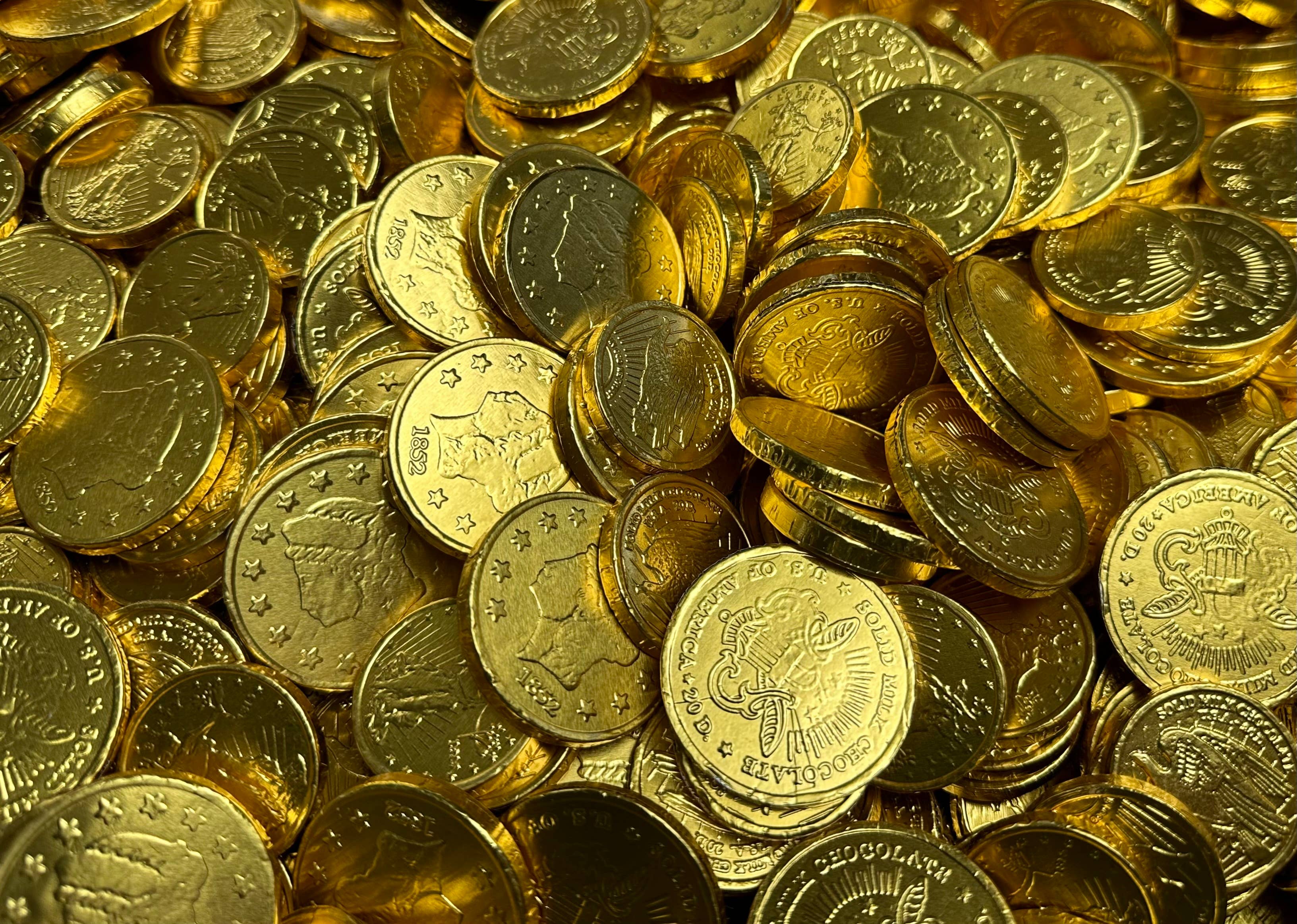O'Shea's Candies Sweet Shop - Wholesale Chocolate - Foil O’Shea’s Milk Chocolate Gold Coins Variety 1/4# Bags 6