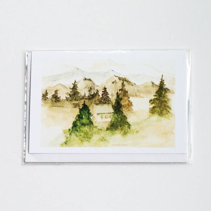 Cabin in the Woods 4x6 Notecard - BLANK inside for wholesale by Silvergull Studios