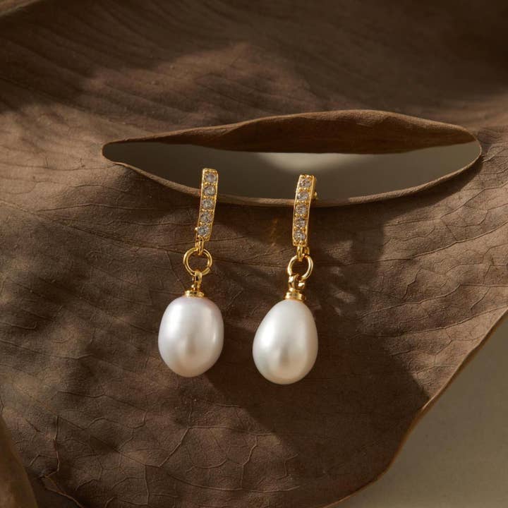 paperln - Wholesale Dangle Earrings - Elegant Freshwater Pearl & CZ Bridal Drop Earrings4