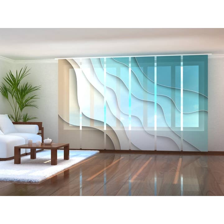 Lot de 6 rideaux à panneaux de plage et de plage abstraits pour la vente par IlyDecor