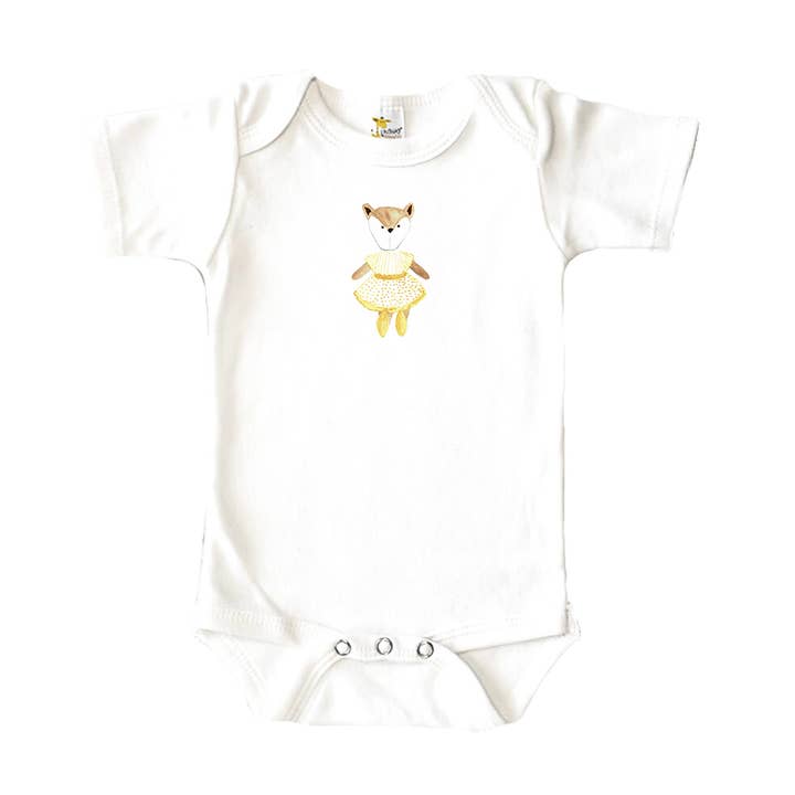Fox with Gold Tutu Baby Onesie for wholesale by Knollwood Lane