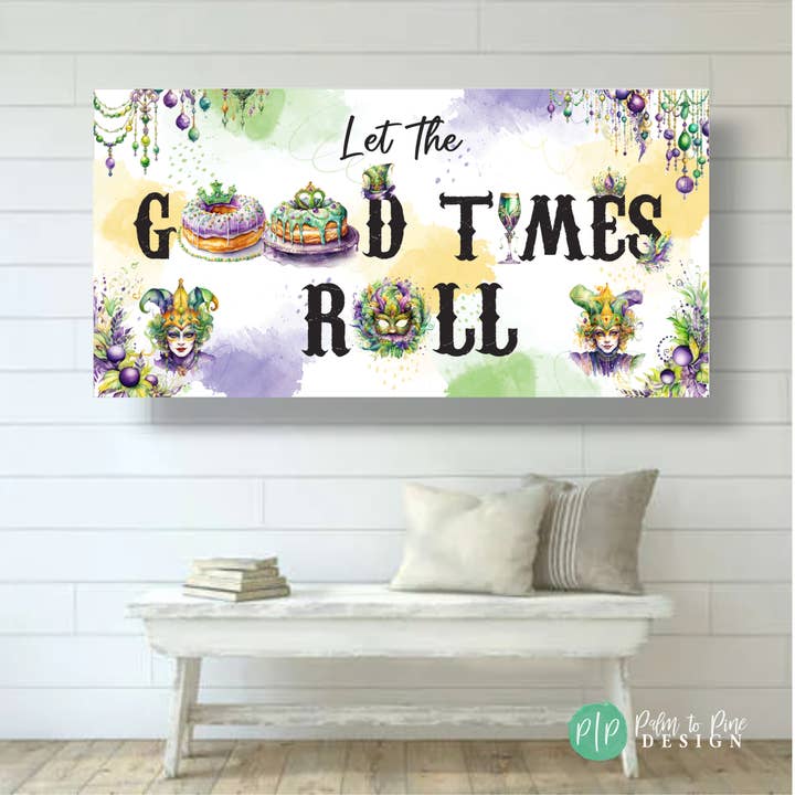 Palm to Pine Design - Wholesale Banner - Mardi Gras Banner, Mardi Gras Backdrop, Printed on Vinyl3