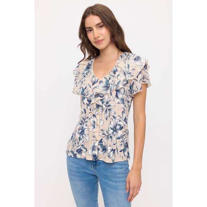 BLUS I MIXADE MATERIAL MED BLOMMÖNSTER för wholesale av Perseption