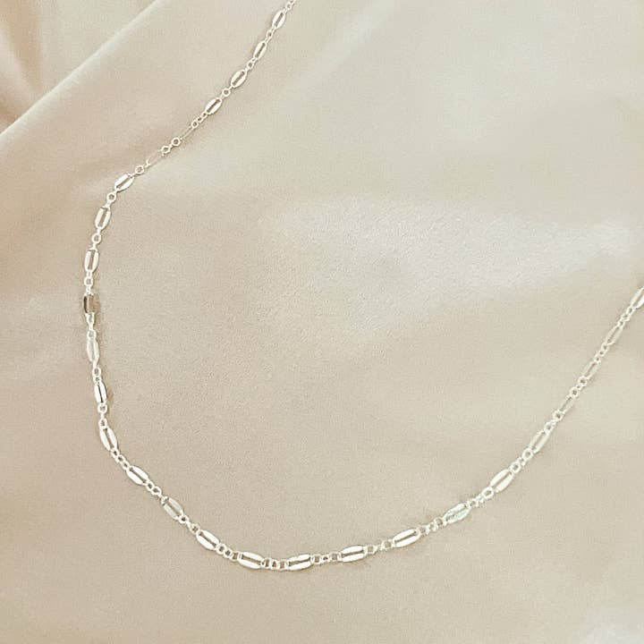 True by Kristy Jewelry - Wholesale Link & Chain Necklace - Kamryn Sterling Silver Dapped Sequin Chain Necklace