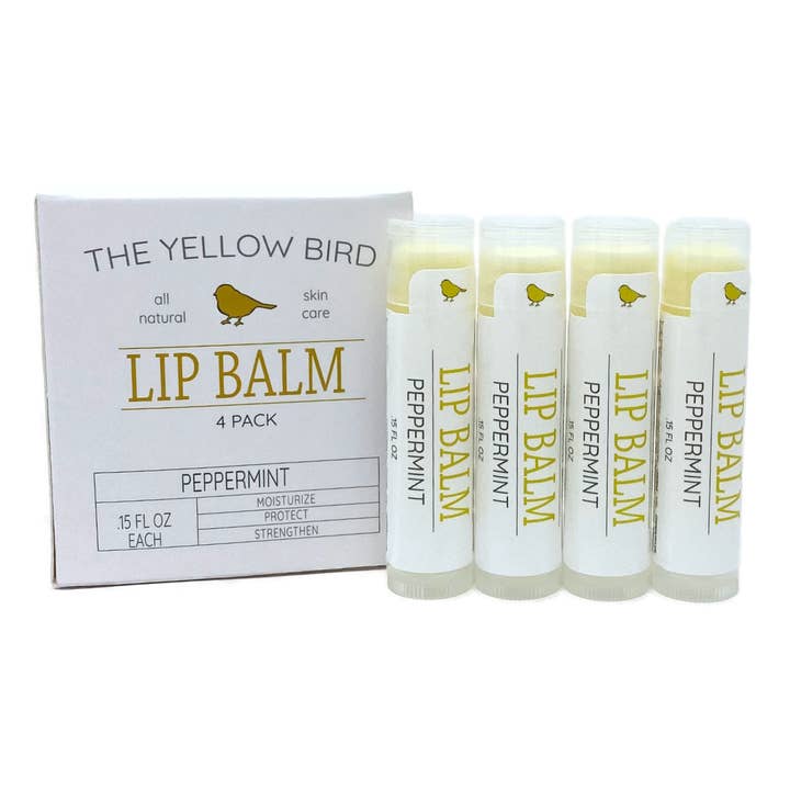 All Natural Lip Balm Peppermint 4 - Pack for wholesale by The Yellow Bird