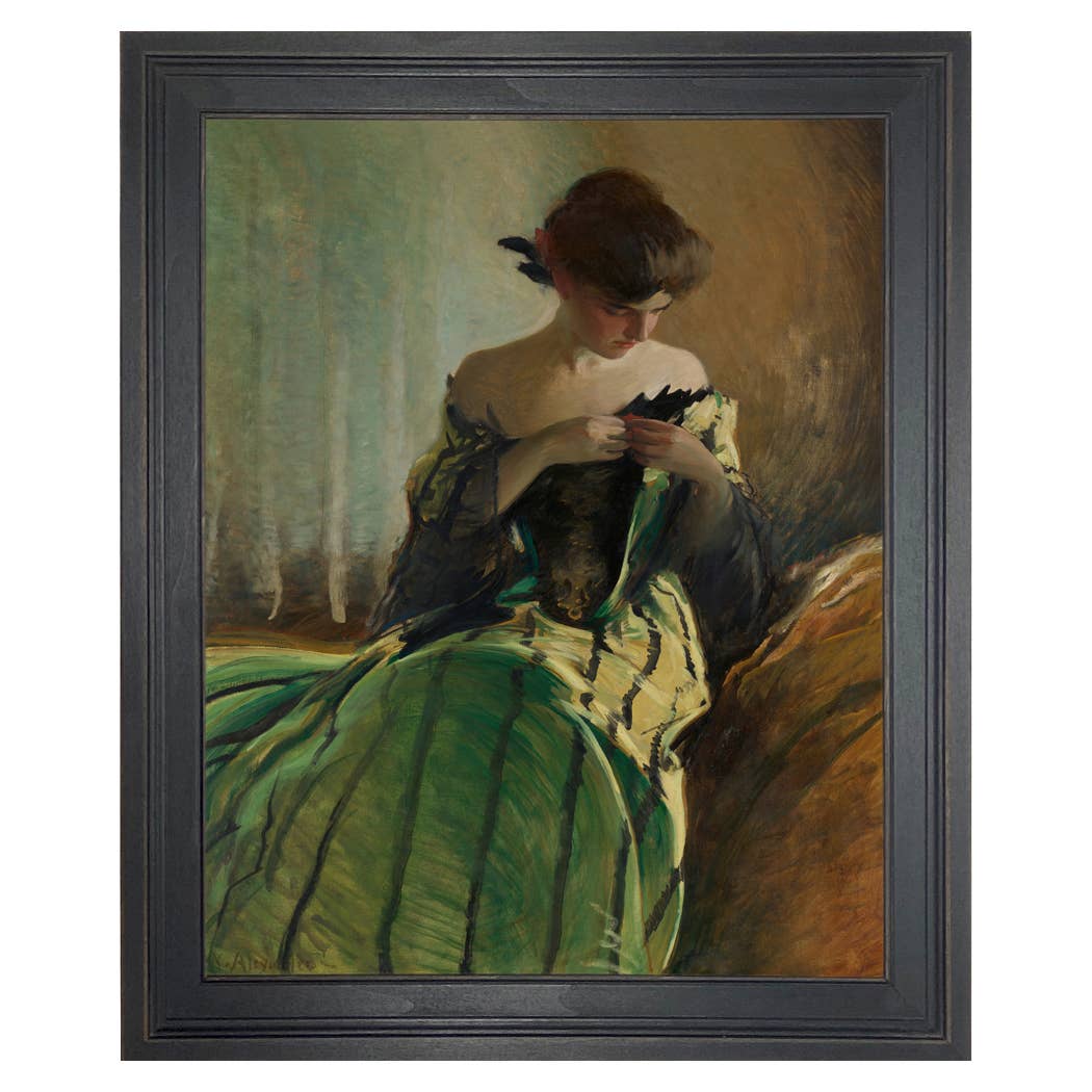 Madison Bay Co. - Historical Home Decor Reproductions - Vendita all'ingrosso Stampa artistica - Stampa su Tela Vintage di Donna in Abito Nero e Verde90
