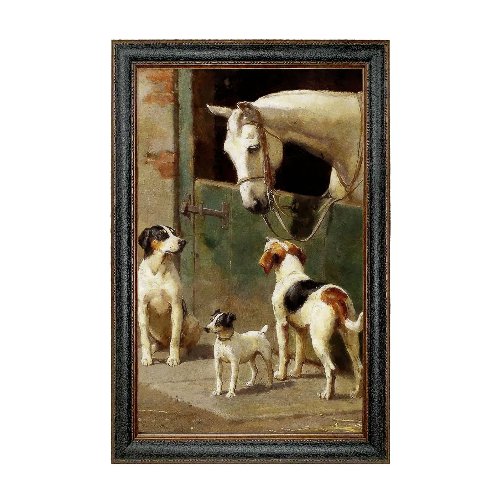 Madison Bay Co. - Historical Home Decor Reproductions - Wholesale Art Print - Dog and Horse at Stable Vintage Painting Print on Canvas104