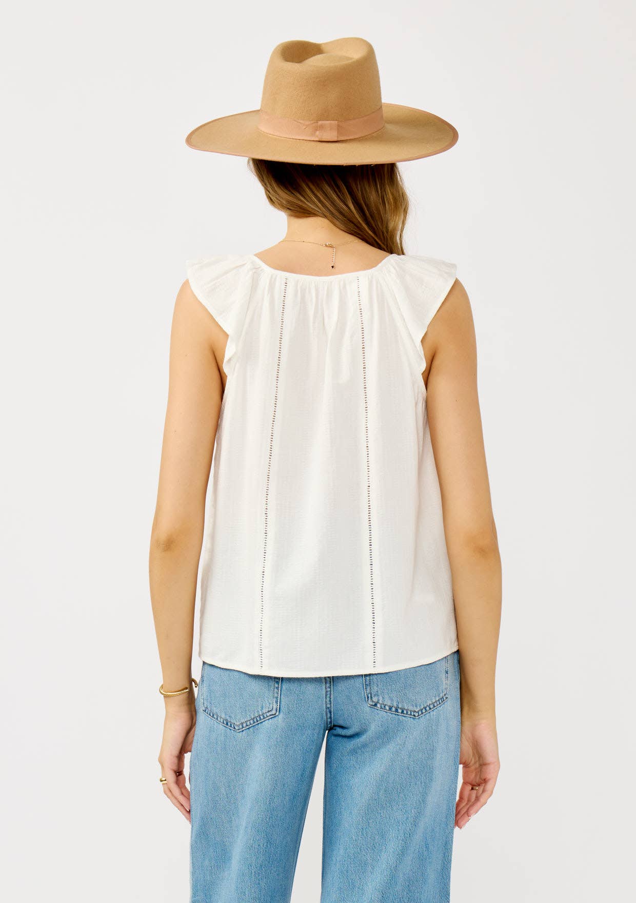 White Ladder Lace Ruffle Sleeve Top for wholesale on Faire2