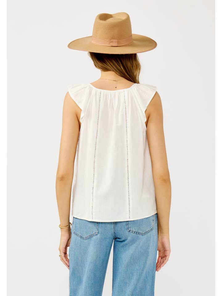 White Ladder Lace Ruffle Sleeve Top for wholesale on Faire2