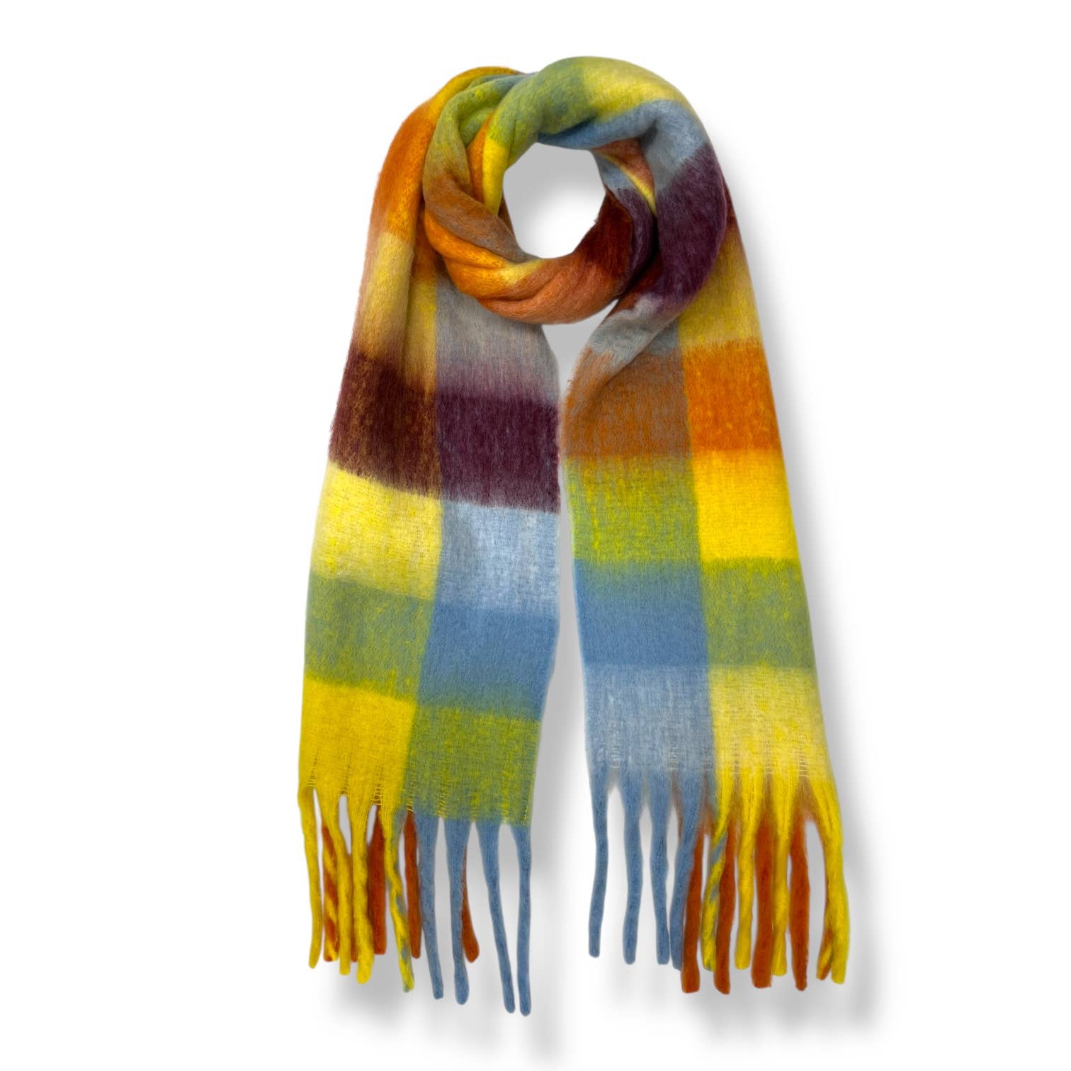 London Scarves - Vendita all'ingrosso Sciarpa - Donna - Sciarpa in morbido tessuto a quadri, 16 colori, rifinita con nappine44