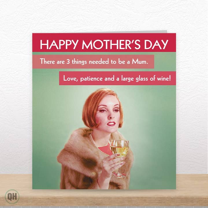 Funny Mother's Day Card - 3 Things Needed To Be A Mum for wholesale by Quitting Hollywood