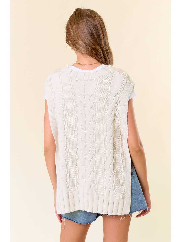 Doe and Rae - Venta al por mayor Chaleco de punto - Mujer - Chaleco tipo suéter con cuello en V y hombros descubiertos - 44620T8