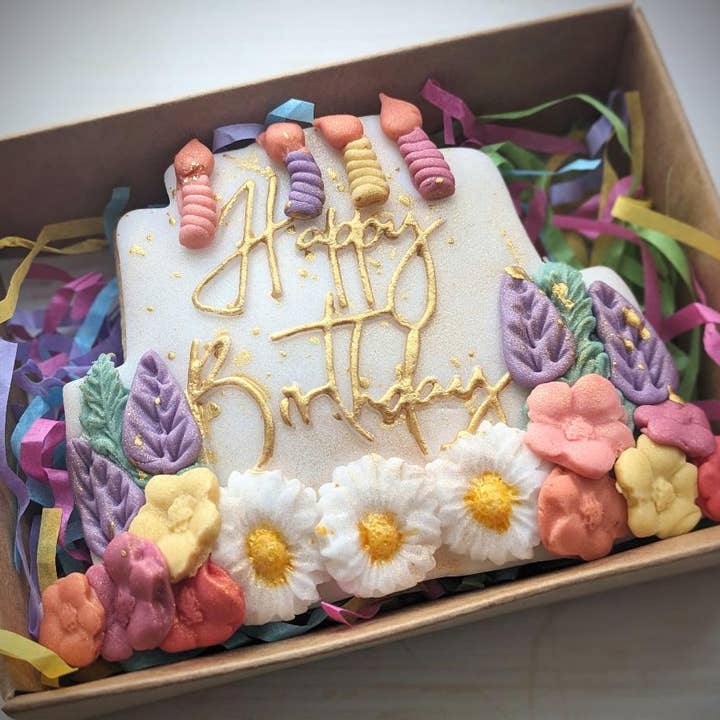 Pink Door Baking Co - Wholesale Cookie - Hand Iced Happy Birthday Cake Biscuit 10