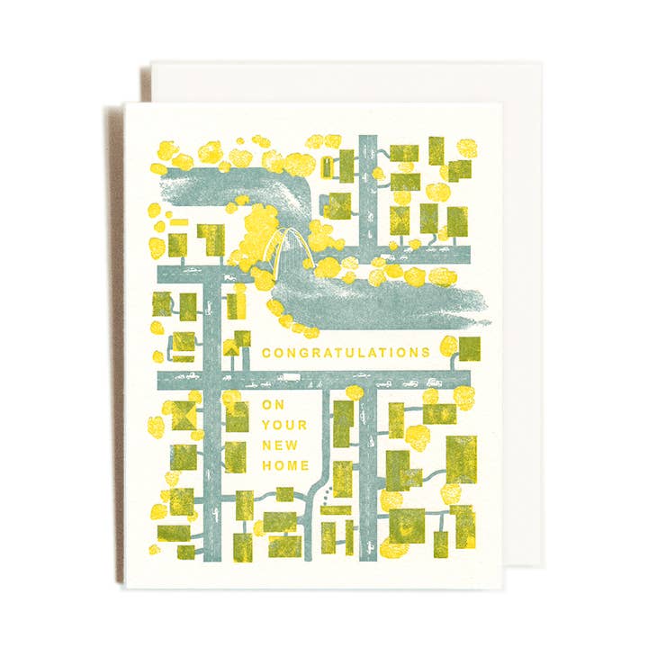 Nuova Casa | Città | Biglietto Tipografico per la vendita all'ingrosso da parte di Homework Letterpress Studio