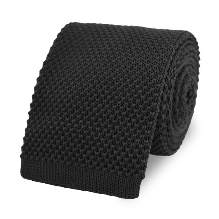 Men's Square End Knitted Tie - Black for wholesale by THE GENTS LAB