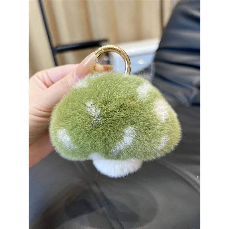FurDecoration - Wholesale Keychain - Women's - Rex Rabbit Fur Mushroom Keychain - Adorable and Authentic10
