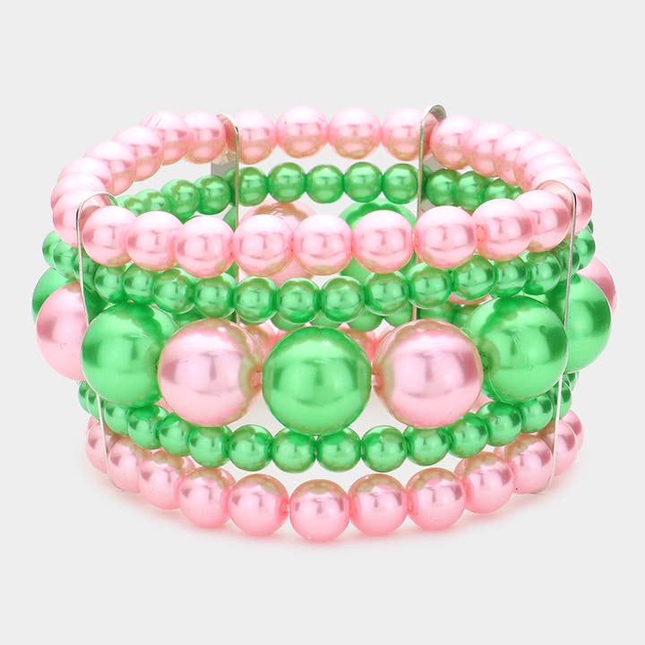 Sensibling Corp. - Wholesale Beaded Bracelet - Elegant Multi Layered Pearl Beaded Stretch Bracelet