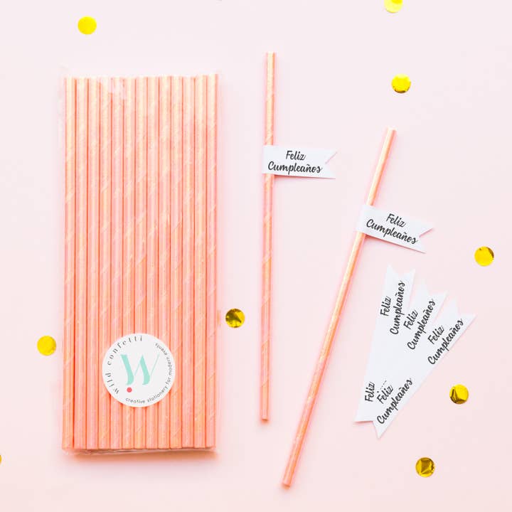 Wild Confetti - Wholesale Cake Candle - 10 Happy Birthday Straws with Banner | Paper Straws
