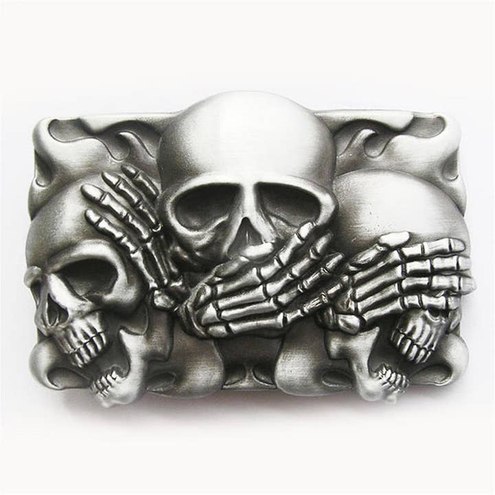 Tourtiwi - Wholesale Belt Buckle - Unisex - Western Style Retro Skulls Belt Buckle