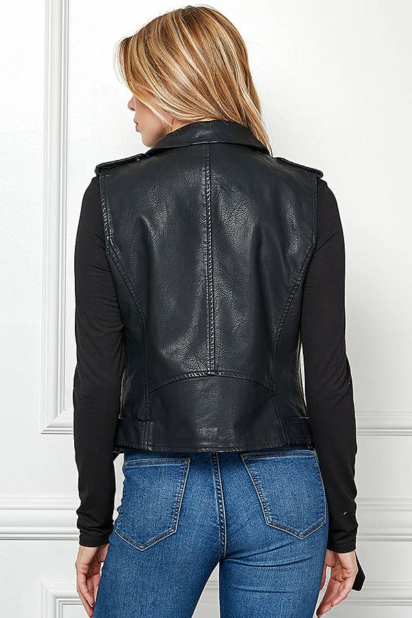 Veracci – wholesale Leather jacket – Women′s – Biker Faux Leather Sleeveless Jacket, Biker Vest10