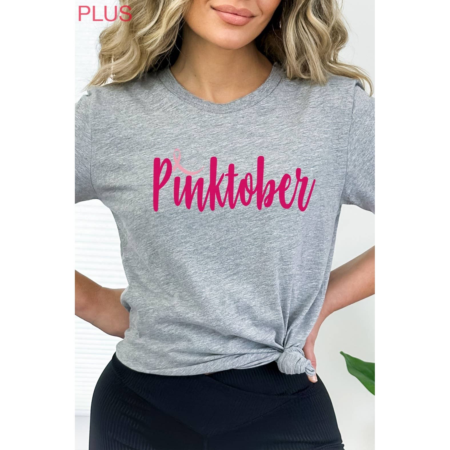 Kissed Apparel - Wholesale Screen Printed T-Shirt - Women's - Breast Cancer Awareness Pinktober PLUS Graphic Tee1