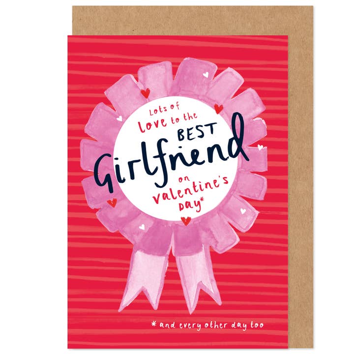 Girlfriend Rosette Valentine's Card for wholesale by Bow & Bell