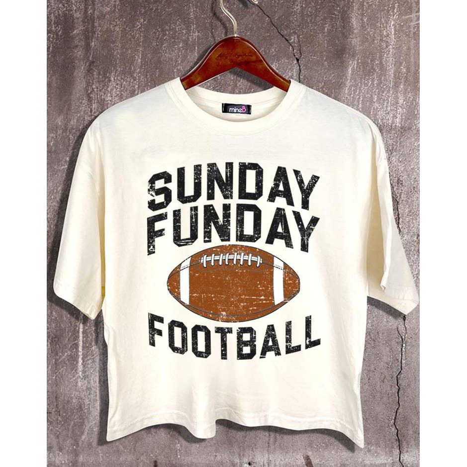 MINEB – wholesale Screen printed t-shirt – Women′s – SUNDAY FUNDAY FOOTBALL CROP TEE3