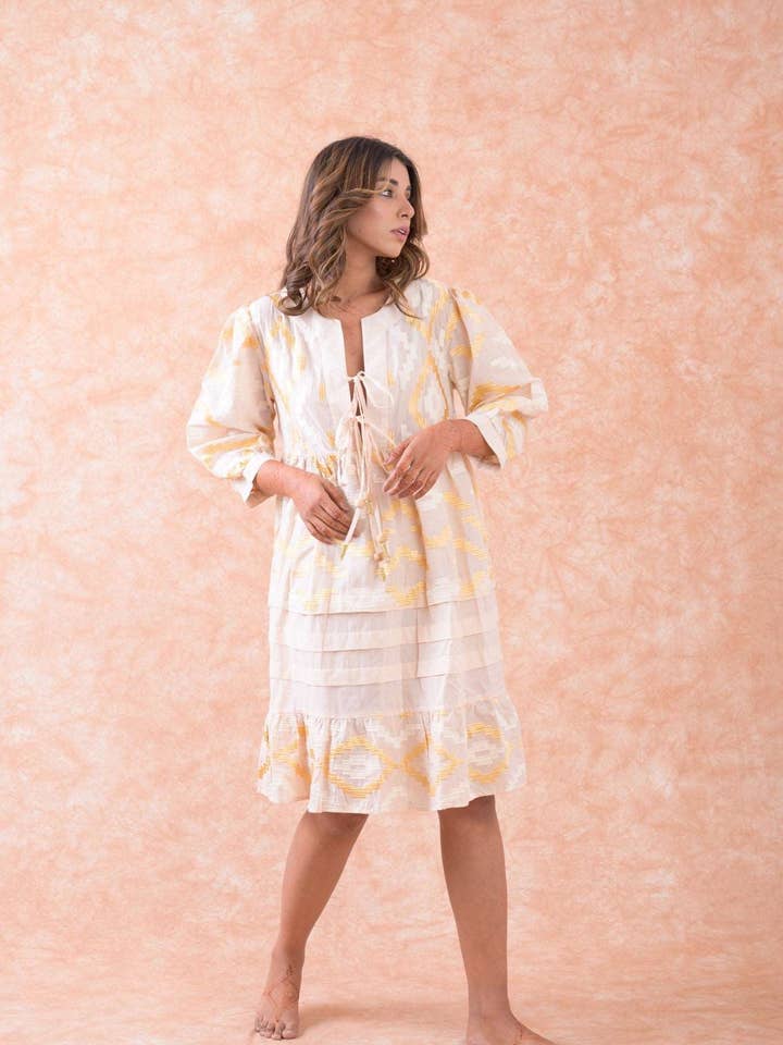 Rhea - Wholesale Dress - Women's - Rhea Art Tunic Top, Lightweight Cotton Ruffle Hem Design5