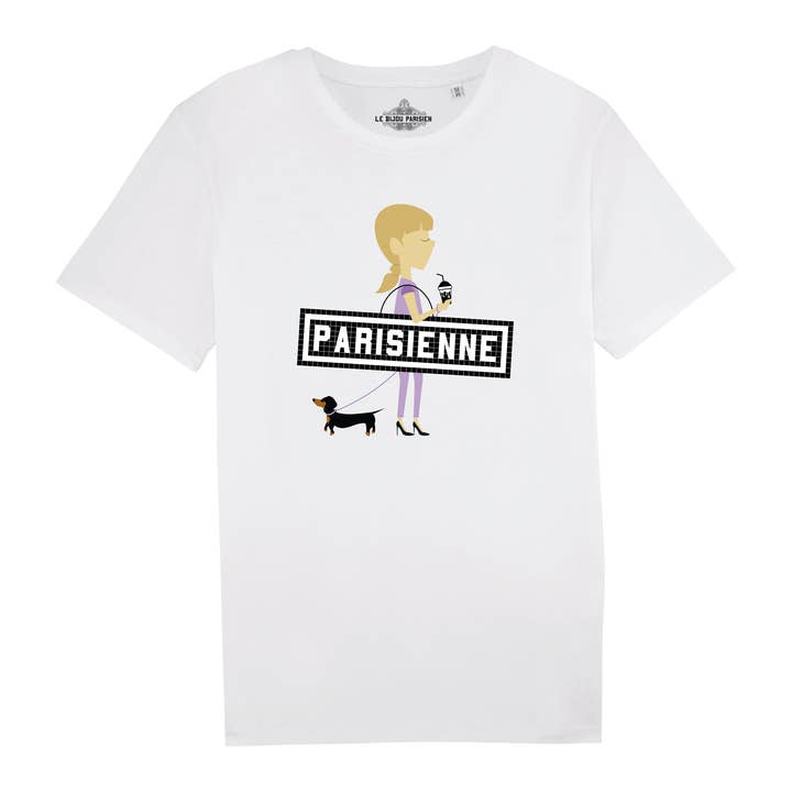 t-shirt met Parijse print - Wit voor wholesale door Le Bijou Parisien