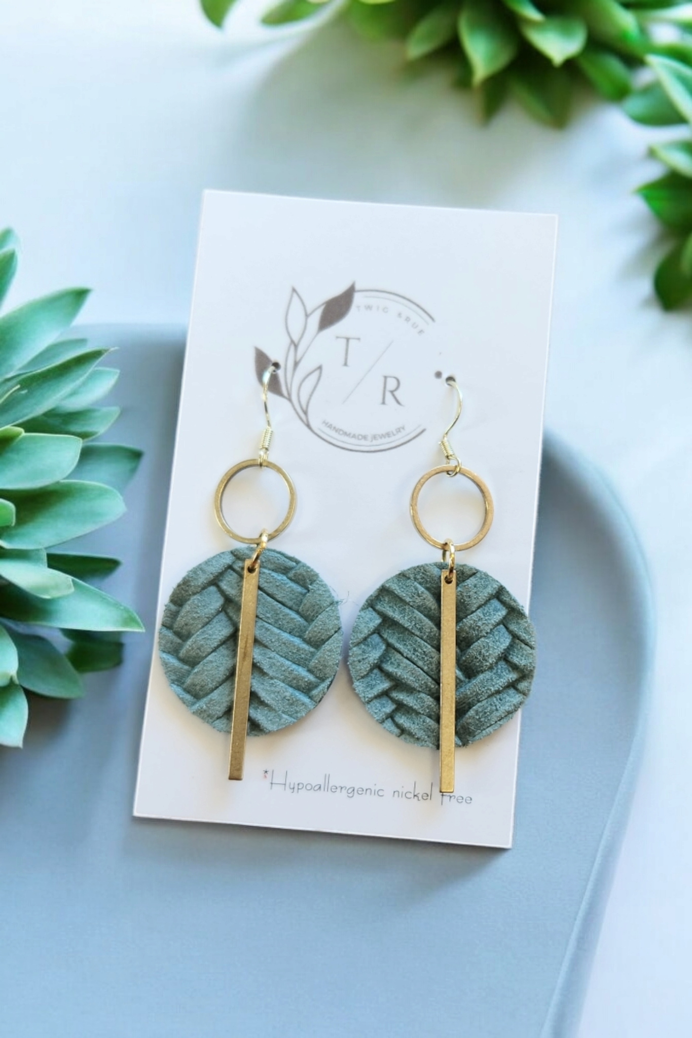Twig & Rue boutique - Wholesale Dangle Earrings - Greta |Braided leather dangles4