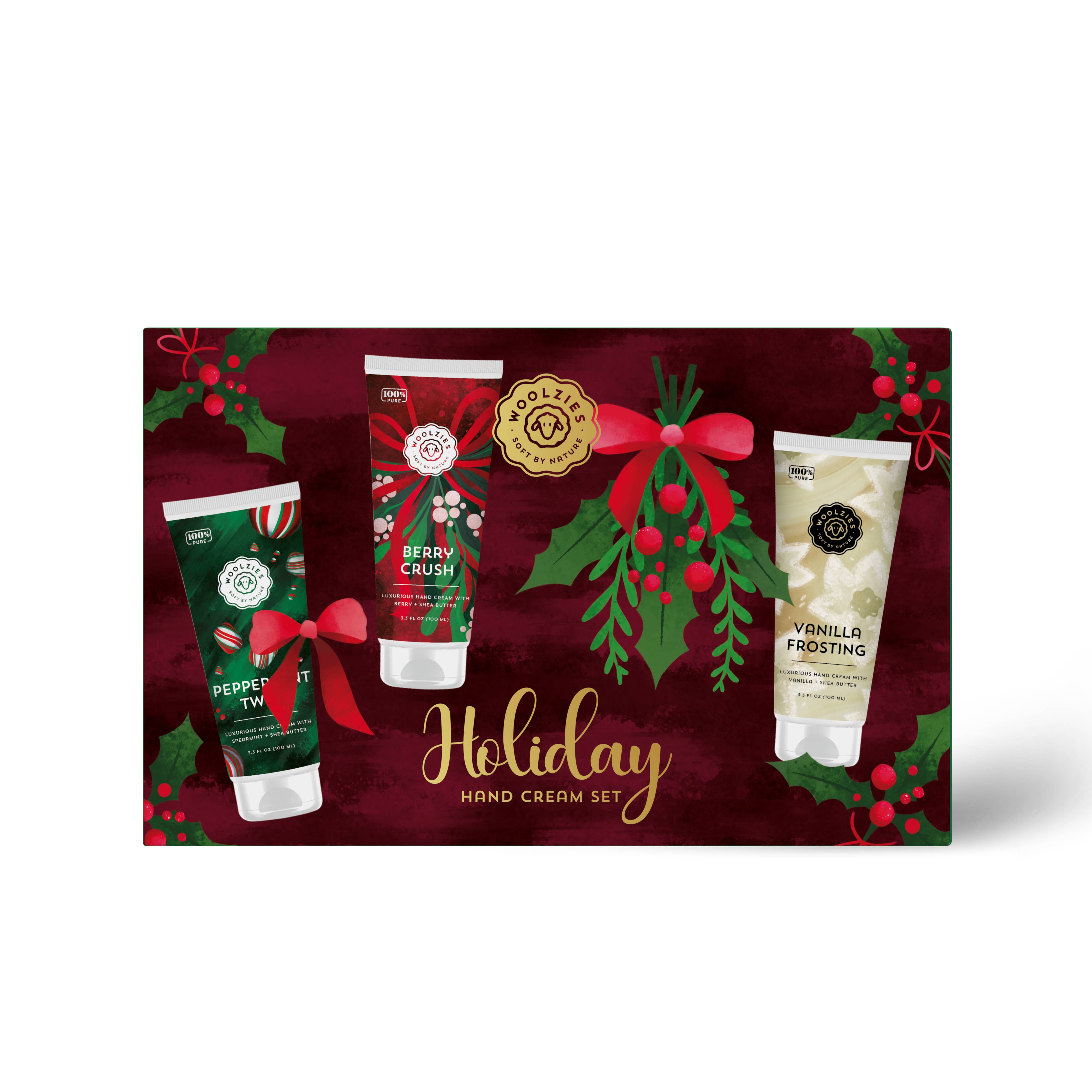 Woolzies - Wholesale Hand Cream/Lotion - Holiday Hand Cream Trio | Shea Butter Gift Set Burgundy 3
