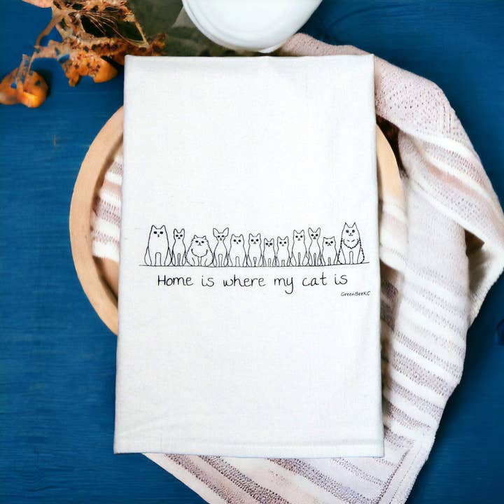 Green Bee Tea Towels - Wholesale Tea Towel - Cat Is Home Dish Towel | Tea Towels | Flour Sack Towels