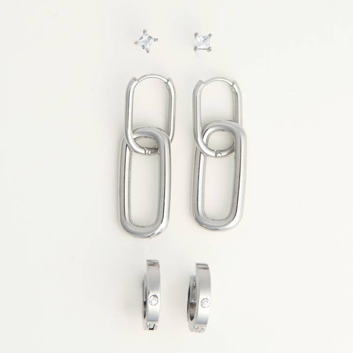 Howard's - Wholesale Hoop Earrings - Narelle Waterproof Double Linked Hoop Earring Trio7