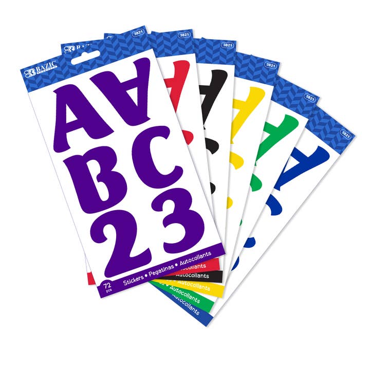BAZIC Products - Wholesale Sticker - Kids & Baby - Alphabet & Number 2" Classic Color (10 SHEETS)