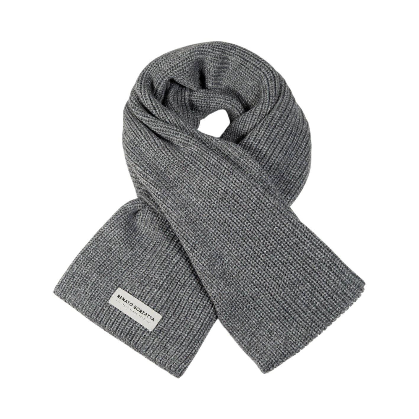 Kaili mood / RENATO BORZATTA - Italy since 1978 - - Wholesale Scarf - Unisex - RB5002F | CERVINO Knit Scarf Wool Blend Made in Italy. Color Gray Melange - One Size0