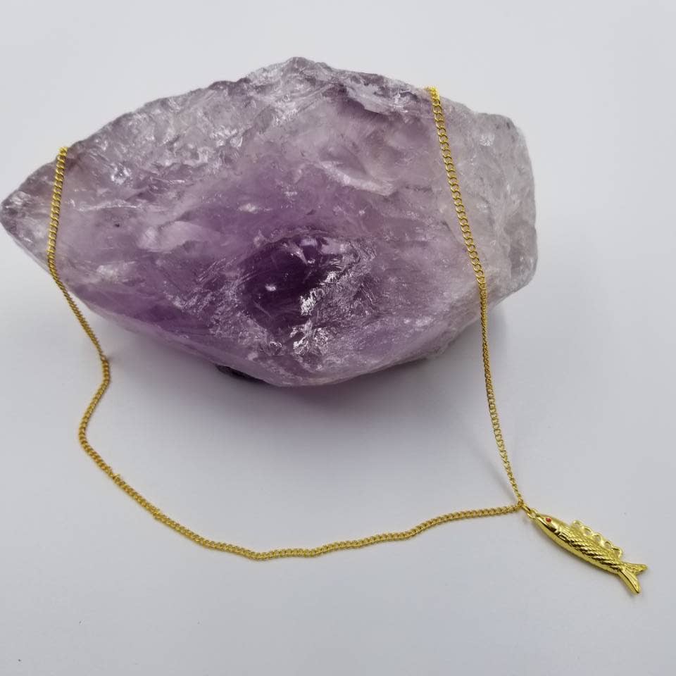 magnolia jewelry - Vente Colliers à pendentif - Collier avec pendentif en forme de poisson en or2