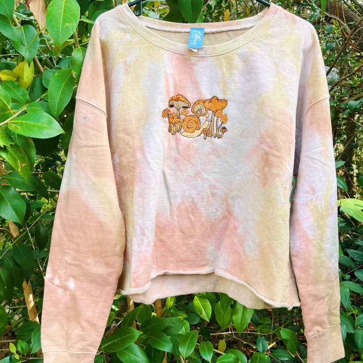 XL Snail Cropped Marble Dyed Crewneck for wholesale by LeBeau Denim Co.