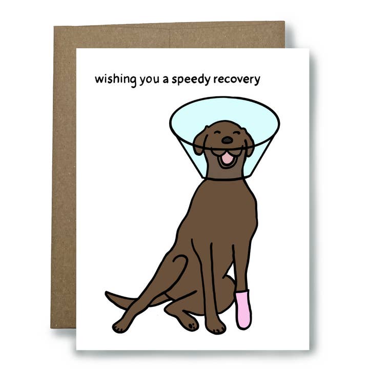 Cone of Shame Get Well Card for wholesale by Found Paper LLC