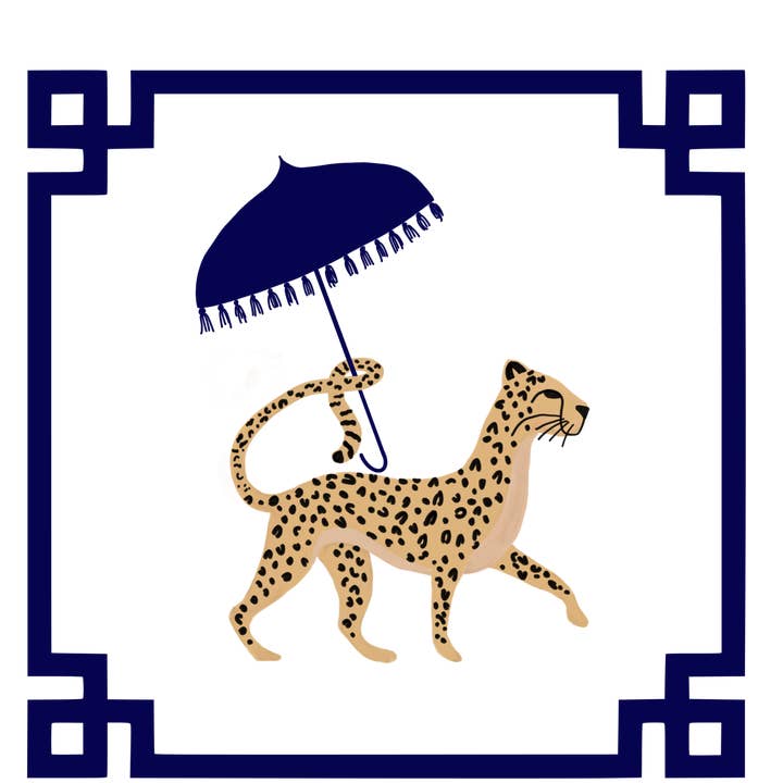 Dieren/vogels/vissen/cheetah in Griekse handdoek met sleutelframe voor wholesale door Ox Bow Decor