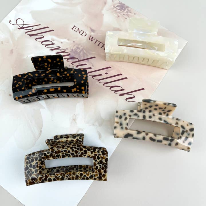Acetate leopard hair clips rectangular claw clip for wholesale by SoapElenGlen