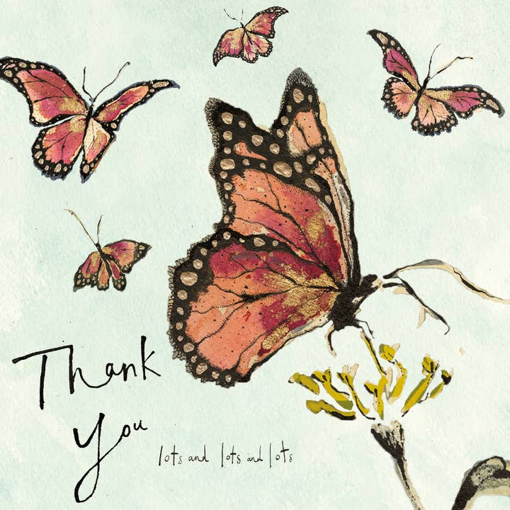 Thank You lots and lots Butterfly Card for wholesale by Anna Wright Ltd