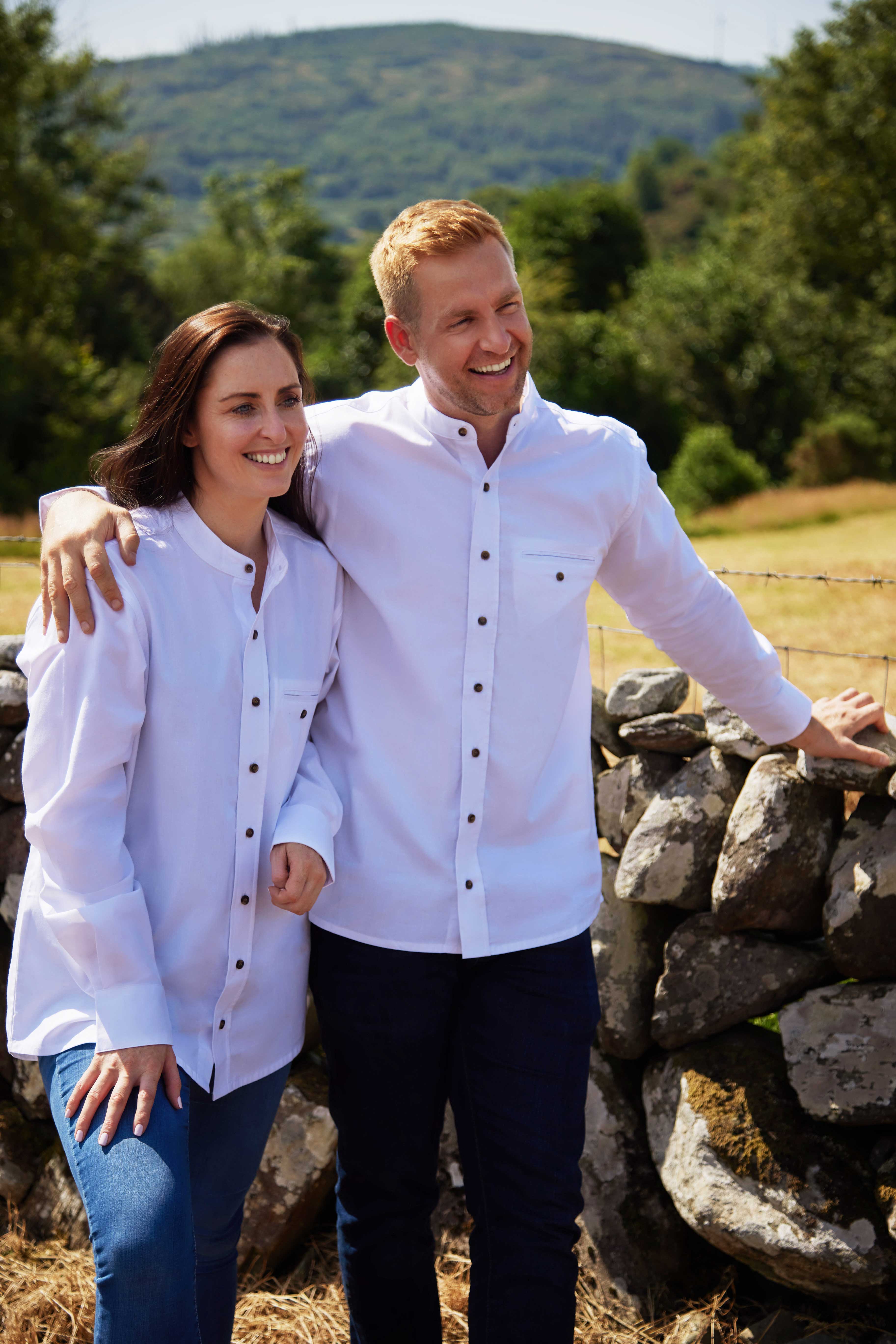 Lee Valley Ireland - Wholesale Button Down Shirt - Men's - Grandfather Shirt Comfort Cotton Optic White (FL43)