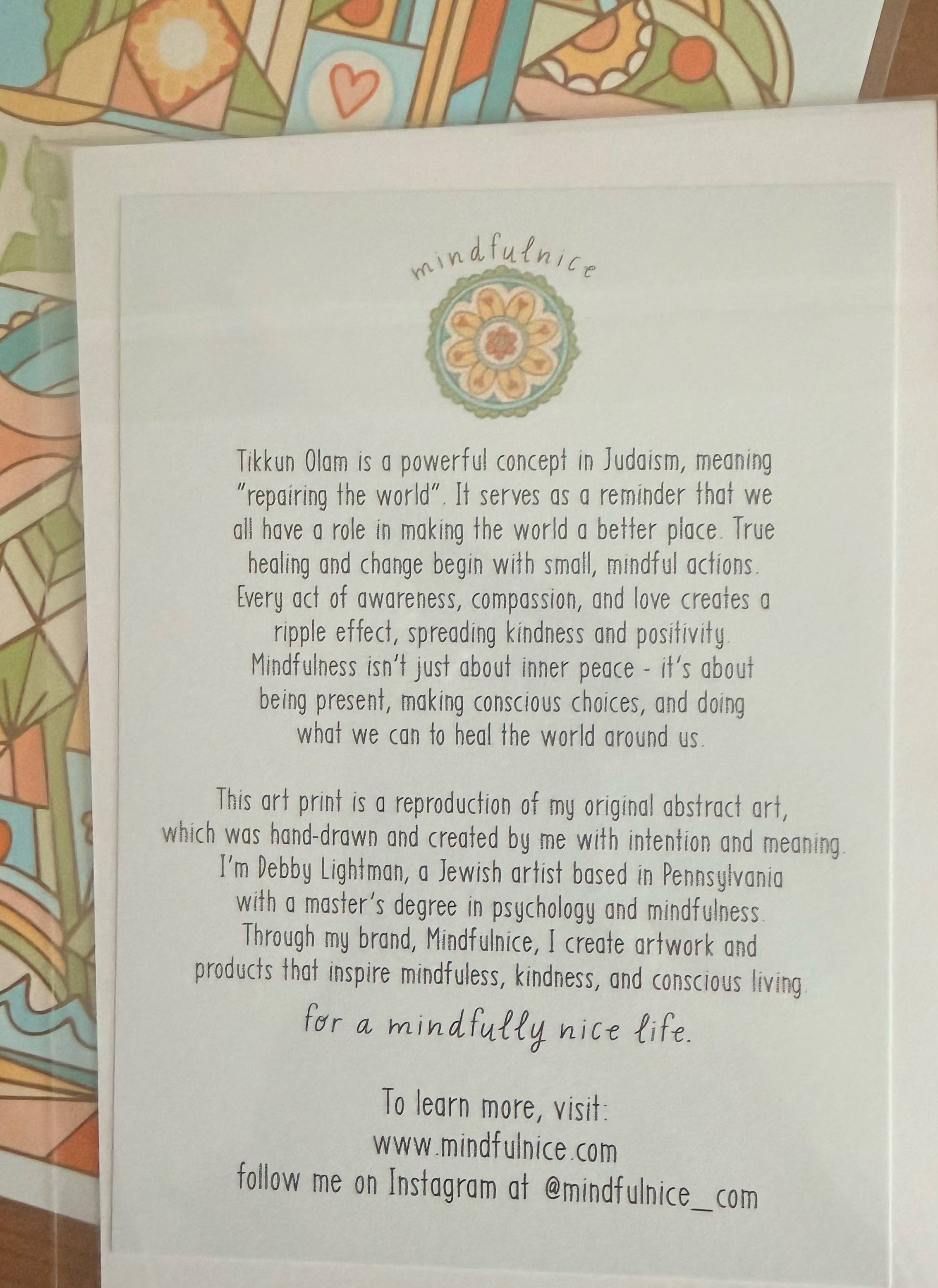 Mindfulnice - Wholesale Art Print - Tikkun Olam Judaica Art Print "Repairing The World"2