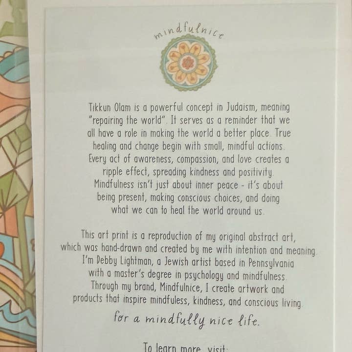 Mindfulnice - Wholesale Art Print - Tikkun Olam Judaica Art Print "Repairing The World"2