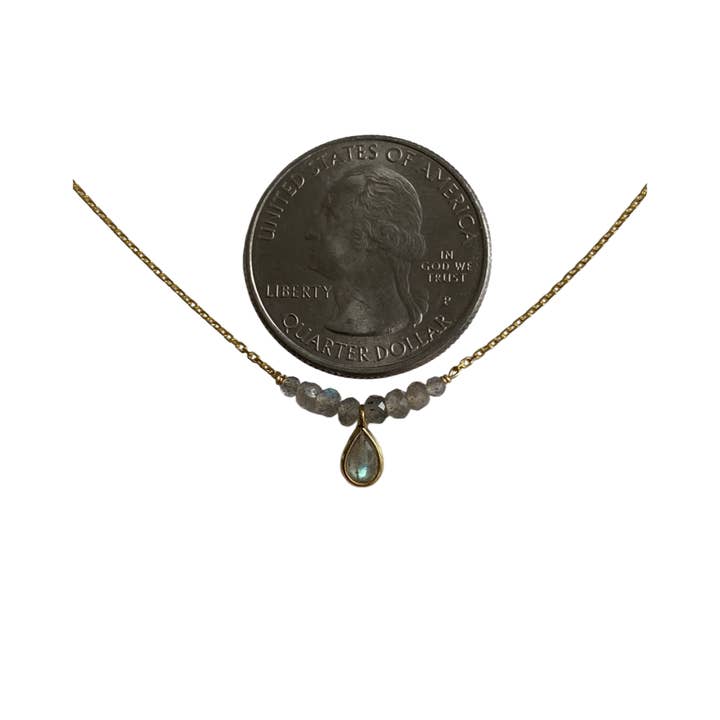 Modern Opus - Wholesale Pendant/Charm Necklace - Gold Plated Sterling Silver Labradorite Drop Bar Necklace