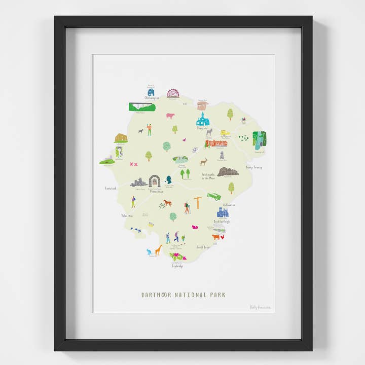 Kaart van Dartmoor National Park - A3 Print voor wholesale door Holly Francesca
