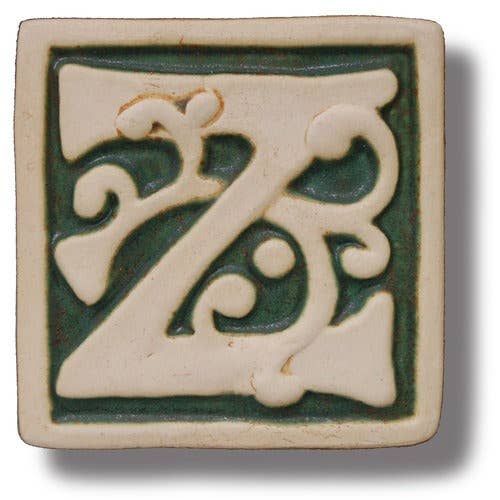 Bogstav Z Tile, William Morris Style 4x4" for engroshandel hos Whistling Frog Tile Inc.