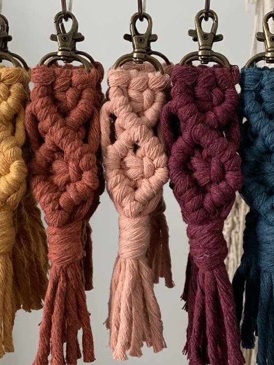 Macrame Keychains for wholesale by Rosie the Wanderer, Handmade Macramé