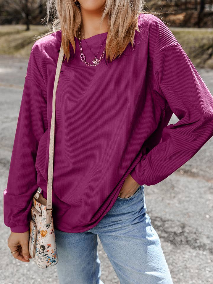 Suhkasana – Sweatshirt - Mulher por atacado – Camisola Vintage Lavada de Veludo Canelado Oversized26